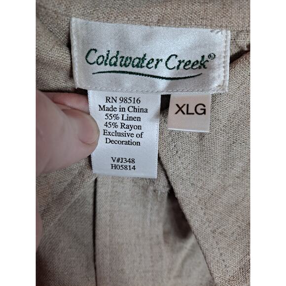 Coldwater Creek Women's Linen Blend Floral Embroidered Button Down Shirt Size XL - Picture 6 of 6